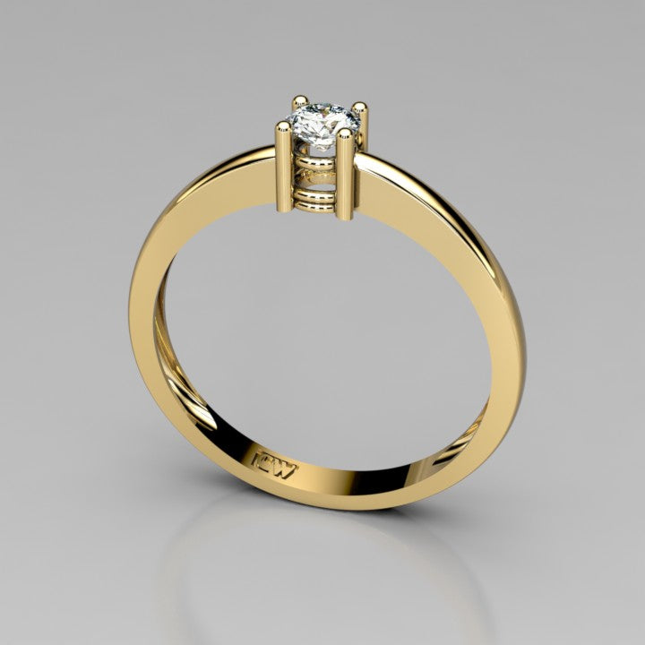 Solitario Aegir - brazo cuchilla en Oro amarillo (Brillante de 0,10 a 0,20 CT.)