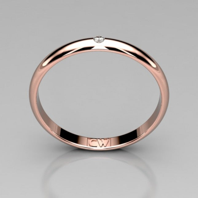 Alianza Rhea en Oro rosa con 1 diamante (2,5x1,3mm)