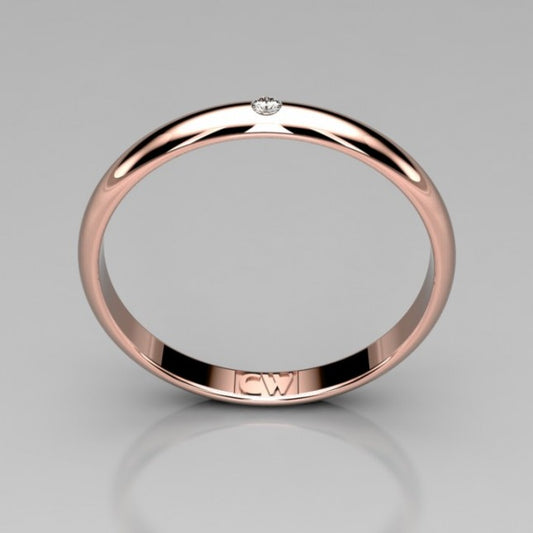 Alianza Rhea en Oro rosa con 1 diamante (2,5x1,3mm)