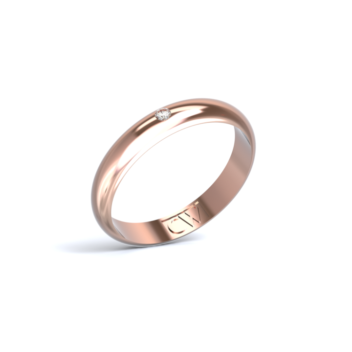 Alianza Rhea en Oro rosa con 1 diamante (3,5x1,4mm)